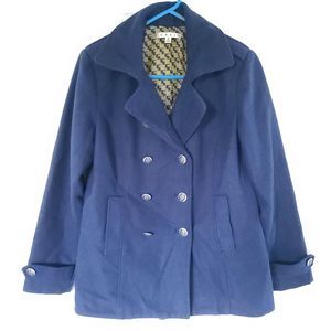 Cabi Navy Double Breasted Pea Coat Jacket Coat Nautical Style Women's Size S